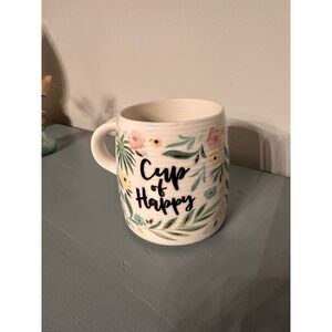 Cup of happy mug with florals